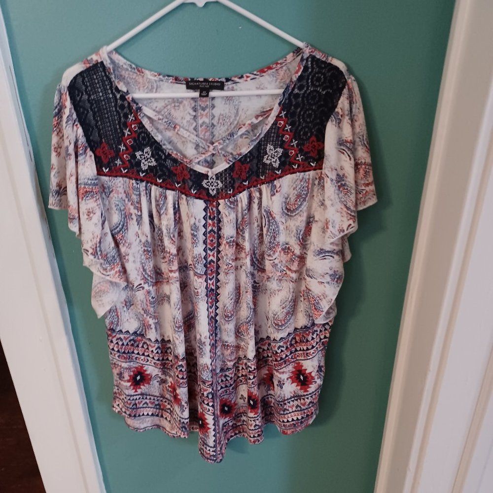 Red, White, and Blue Top - Very Patriotic with a bit of flair